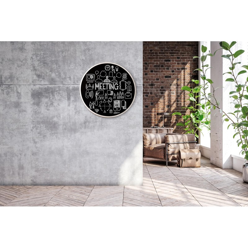 Better Office Products Large Round Magnetic Chalkboard with Wooden Frame