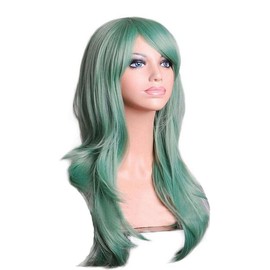 AneShe Wigs 28" Long Wavy Hair Heat Resistant Cosplay Wig for Women (Green)