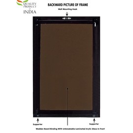 zig zag Krishna and Arjuna on Chariot During Mahabharata war Photo picture Frame For For Wall hanging ,Temple, pooja Room, Worship ( 24 x 34 cm , Brown Golden Border ) 2