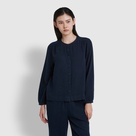 JAJU [JAJU/자주] 여 이중지 셔링 파자마 셔츠 3종택1 [JAJU] Women's Double Layer Shirring Pajama Shirt 3 Options to Choose From