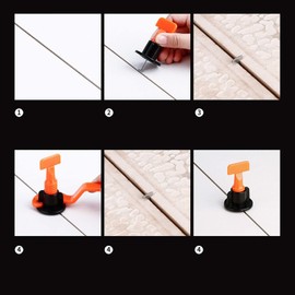 Tile Leveling System Kit, 253PcsSet Tile Leveling System Kit Clip with Clip Wrench Adjustable Tiles Leveler, Floor Leveling Compounds