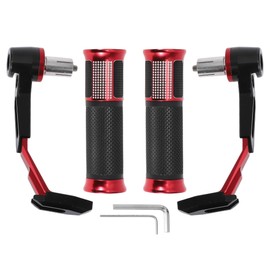 Partuto 7/8" 22mm 15/16" 24mm Motorcycle Hand Grips Cover Kit Aluminum Alloy Rubber Handlebar Grips Red