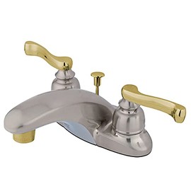 Kingston Brass KB8629FL Royale Center Set Bathroom Faucet with Brass Pop-Up Drain, 4.25", Brushed Nickel/Polished Brass