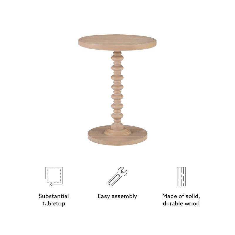 Powell Tarkin Round Natural Wood Turned Spindle Pedestal Side Accent