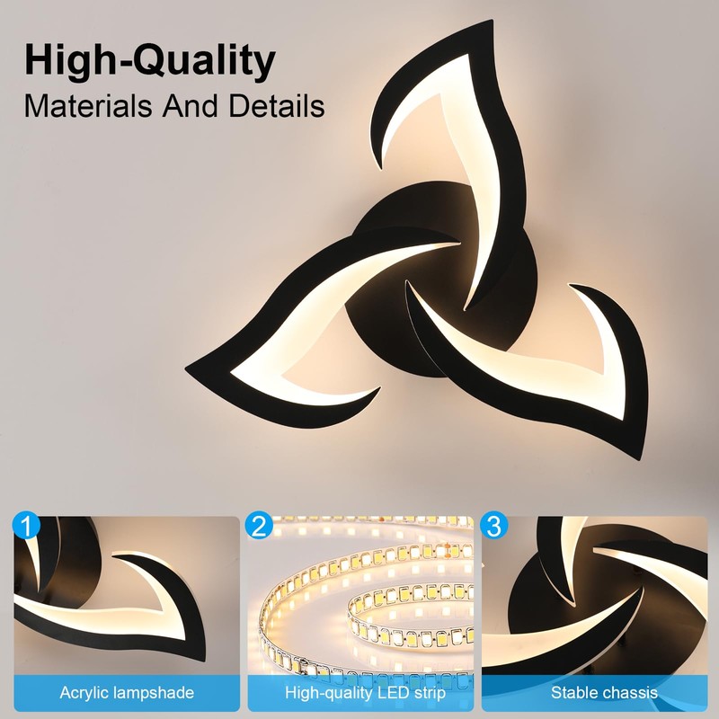 DELIPOP Modern Ceiling Light, 21W Dimmable Ceiling Lamp Remote Control,