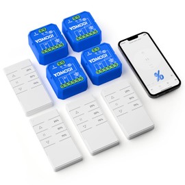 YOMOGI Set of 4 WiFi Roller Shutter Switches with RF Remote Control, Percentage Control, WiFi Roller Shutter Timer for Roller Shutters/Blinds/Awnings, Remote Control, Compatible with Alexa & Google &