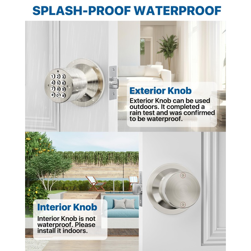 Keyless Entry Lock with Code, Digital Door Knob with Keypad