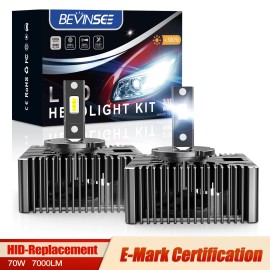 Bevinsee 2x D5S LED Headlight Bulbs 6000K Super Bright High Low Beam E Marker