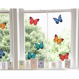 Stickers4 Schmetterlings-Fensteraufkleber zum Schutz gegen Vogelschlag - 8 schöne Schmetterlings- Glasaufkleber, doppelseitig und selbstklebend zum Schutz gegen Vogelkollisionen