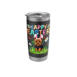 Yorkshire Terrier Dog Happy Easter Egg Hunt Bunny Ear Easter Stainless Steel Insulated Tumbler