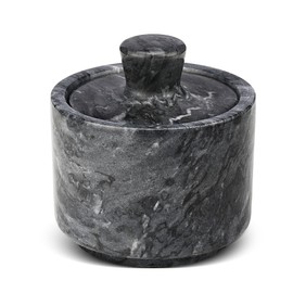 Flexzion Marble Salt Cellar with Lid, Multi-Purpose Marble Container for Salt, Pepper, Paprika and Powdered Herbs, Salt Containers for Countertop, Box for Jewelry, Watches & Accessories (Black)