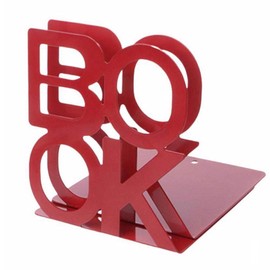 L-Shaped Metal Bookends Heavy Duty Book Ends Book Holder Stand Desk Organizer Bookshelf Shelves with Anti-Slip Pads 1 Pair( Red)