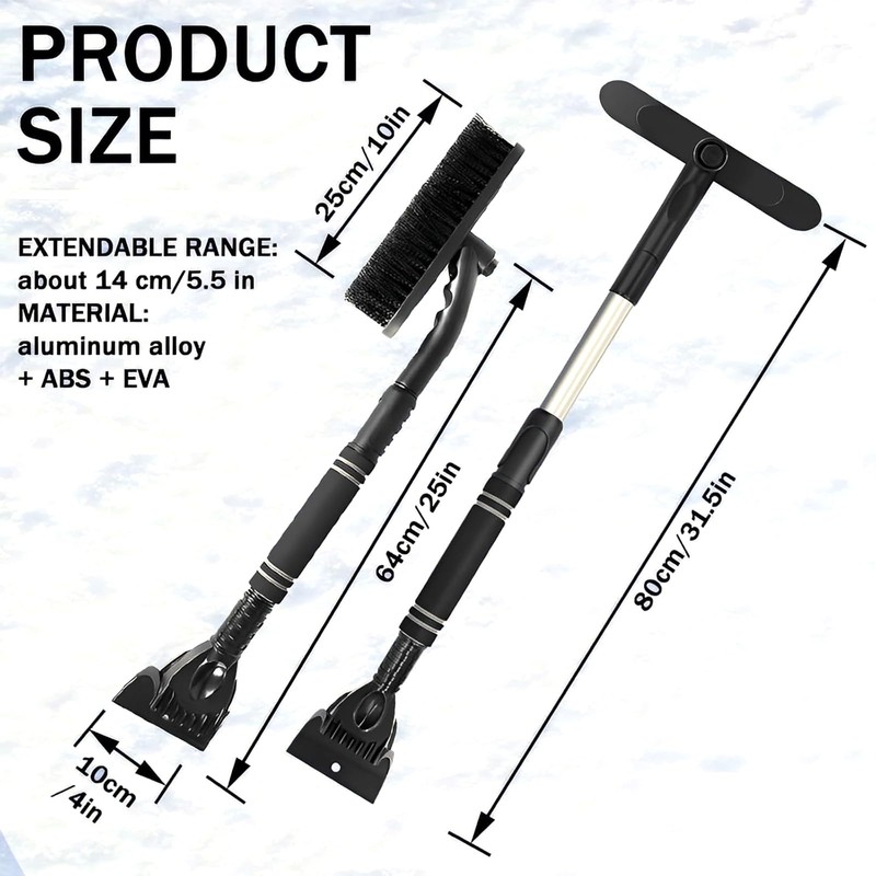 DTXYBC 3-in-1 Car Ice Scraper, Extendable Snow Removal Brush, Removable