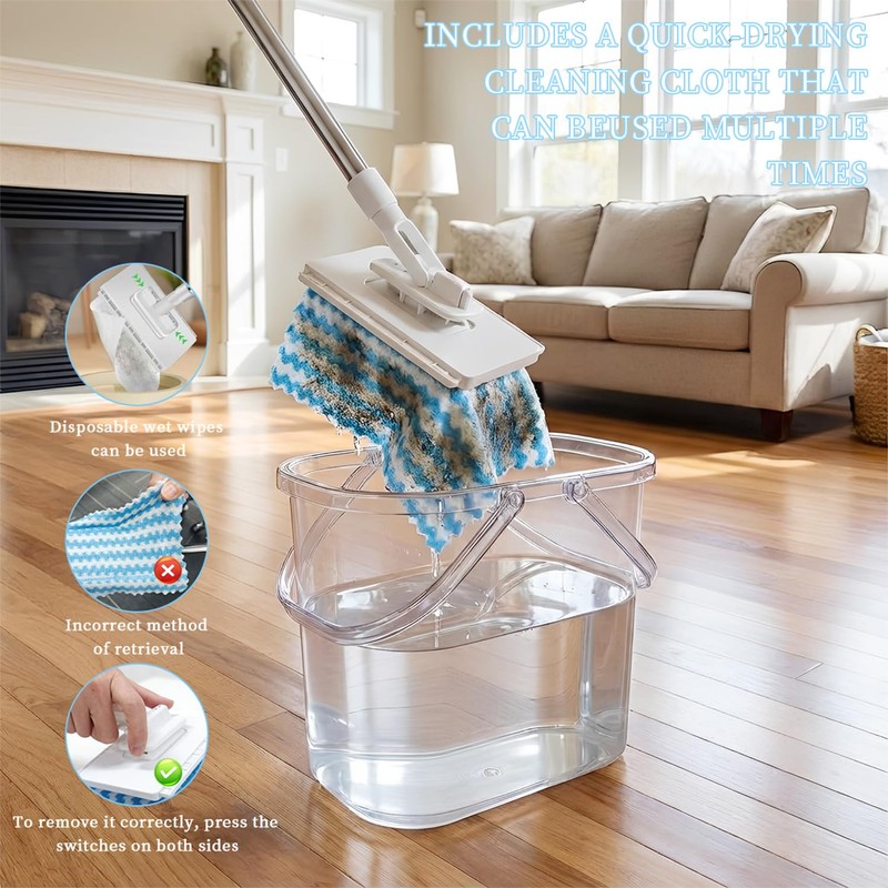 Snap Grip Mini Mop,2026 Upgraded Zero Touch Snap Grip Mini