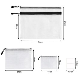 VANHVIS 20-Piece Plastic Wallets Zip Lock Folders, Waterproof Zipper Document Pouch Set Including 4X A4, 8X A5 & 8X A6 - Ideal for Home, School & Office