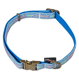 Jack and Vanilla Ibiza Dog Collar - for Small, Medium and Large Dogs - Adjustable and Robust - Modern and Functional Look - Azure Blue, Size 20 mm x 31-47 cm
