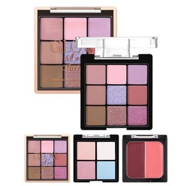 Paleta De Sombras De Ojos Y Rubor,Sombra Rubor Iluminador Cosmtico - Cosmtico de Larga Duracin para Piel Madura en Cara Ojos Belleza Viajes           