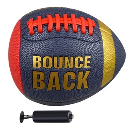 BOUNCEBACK PassCatch Training Football, Solo Passing & Catching Trainer, Officail Youth Size 7(Ages 5-14) Portable Football Rebounder for Individual Practice(with Pump) Red-Blue
