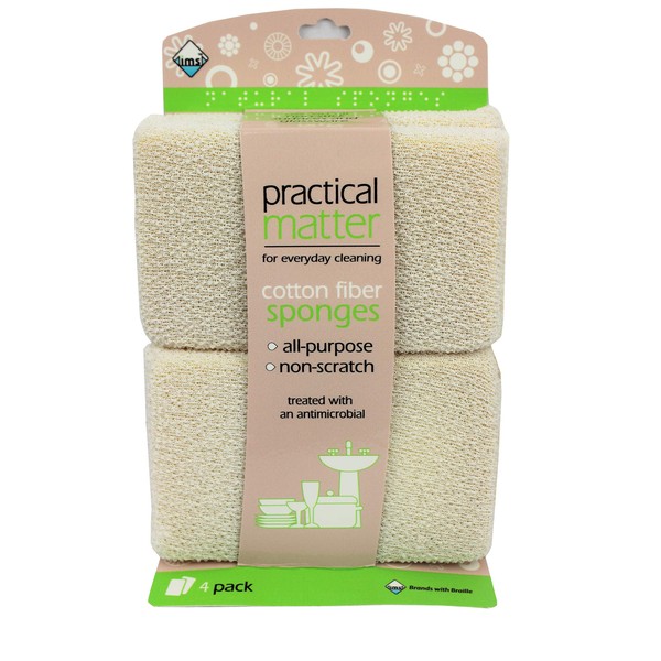 Cleanlogic Practical Matter Cotton Fiber Bath & Shower Sponge (Pack of 4)