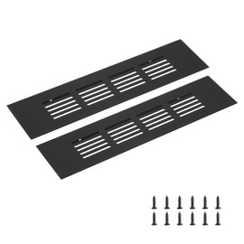 sourcing map Rectangle Ventilation Grille, Aluminum Alloy Mesh Air Vent Cover Louvered Ventilation Cover with Mounting Screws for Cabinet Wardrobe Shoe Closet (200x50mm/8"x2", Black)
