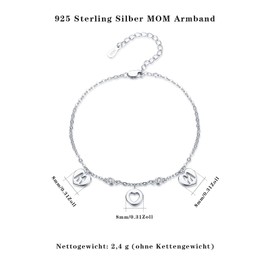 TRISHULA 925 Sterling Silver Bracelet Gifts for Women Birthday Anniversary Jewellery Mum Daughter Sisters Boyfriend 7 Inches + 2 Inches, Sterling Silver