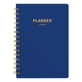 TSFPapier Undated Academic Weekly & Monthly Planner for 2024 and 2025, 5.75"x8.2", 12 Month Academic Spiral Planner with Tabs, Thick Paper, Twin-Wire Binding, Inner Pocket, Stickers Blue
