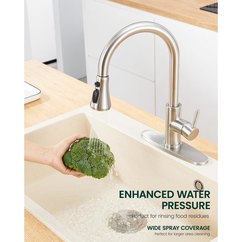 HEISOK Kitchen Faucet Head Replacement, 3-Function Pull Down Faucet Spray