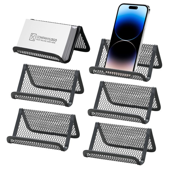 Qywptree Black Metal Mesh Business Card Holder, Business Card Holder