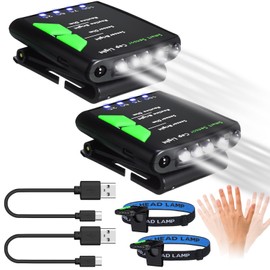 Mudder 2 Pcs Rechargeable LED Clip on Cap Lights USB Cap Flashlight Clip Waterproof Ultra Bright Hat Flashlight Headlamp for Fishing Camping Hand Work