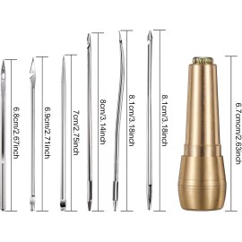 WILLBOND 6 Pieces Canvas Leather Sewing Awl Needle with Copper Handle, 50 m Nylon...