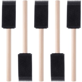 HINZIC 5Pcs Foam Paint Brushes, 1" Sponge Paint Brushes with Wood Handle for Painting, Details, Staining, Varnishes, DIY Crafting