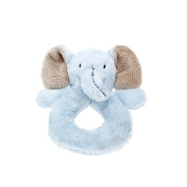 Mousehouse Gifts Blue Stuffed Animal Elephant Plush Rattle Ring Soft Toy for Newborn Baby Boy