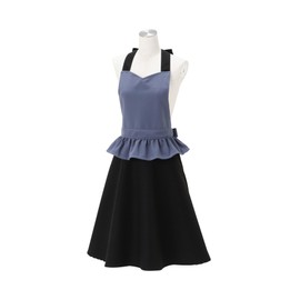 Francfranc Peplum Full Apron, New Life, Gift, blue / black