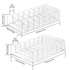 2 Stk Kosmetik Organizer, Acryl Make up Organizer Paletten, Lidschatten Organizer, Schmink Organizer Makeup Organizer Aufbewahrungsbox mit 7 Fächern für Schminktisch Bad mit 2 Puderquasten 2 Größen