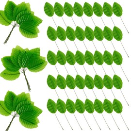 Shuixiong 200Pcs Artificial Silk Green Leaves for DIY Crafts, Faux Rose Leaves Floral Arrangements Wedding Decorations with Wire Stems