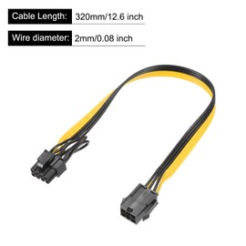 MECCANIXITY PCIe Cable 6 Pin Female to 8 Pin (6+2) Male GPU Power Supply Cable 320mm/12.6" for Graphics Card