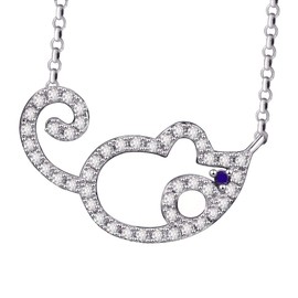 VIKI LYNN Cute Chinchilla Mouse Pendant Necklace Animal Sterling Silver Jewelry for Women