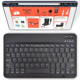 DETUOSI Universal 10 inch Wireless Keyboard, (0.23 inch) Ultrathin Slim Lightweight Travel Portable, 10.1" Multi-Device Wireless Keyboard for iOS/Android/Windows Tablet, Computer, Smart Phone #Black