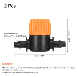 sourcing map Micro Ball Valve 1/4" Barb Connector Shut Off Switch Plastic for Irrigation Drip Tube 2 Pack