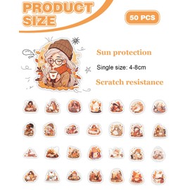 LEEQ BCR Pack of 50 Reflective Autumn Stickers, Foam Autumn Stickers, Thanksgiving Autumn Leaves for Water Bottles, Skateboard, Luggage, Computer, Scrapbook Stickers, Laptop Stickers