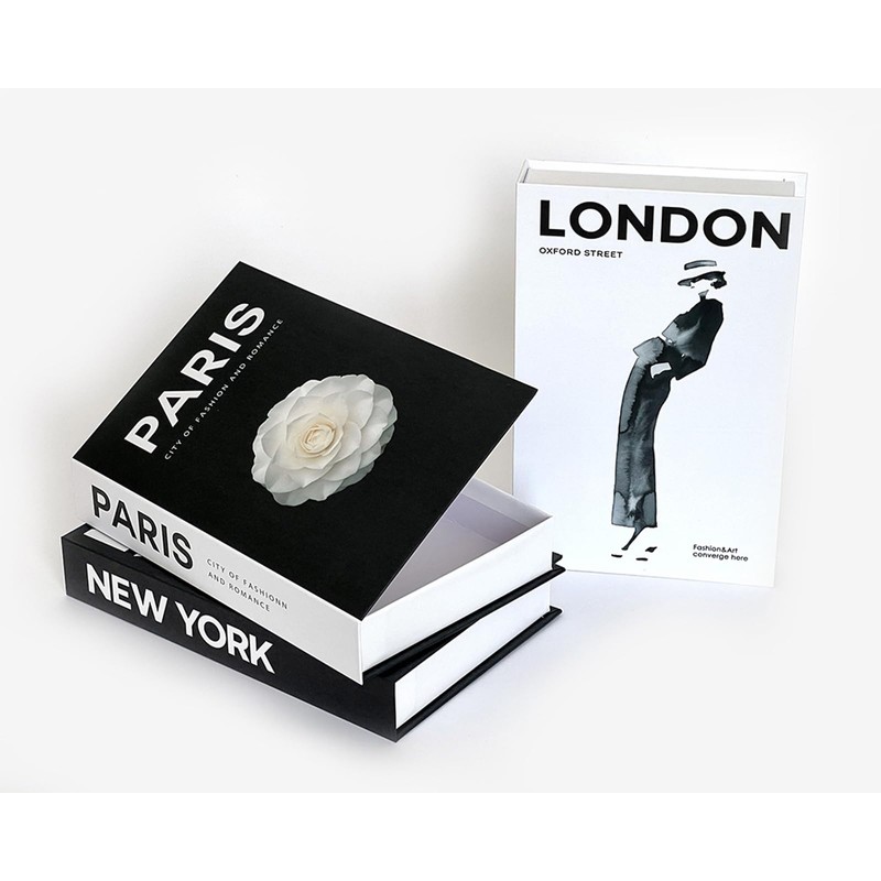 LIKEUDO 3 pcs Decorative Books Hardcover Decor Book Box Fashion