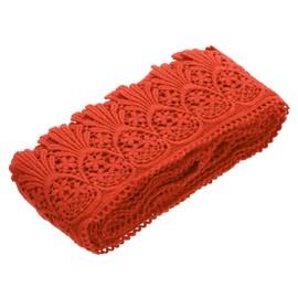 MECCANIXITY Cotton Lace Trim Vintage Crochet 3inch x 4.8yard Red Stretch Lace Edge Ribbon for DIY Scrapbooking Clothes Curtain Tablecloth Slipcover Fabric Wedding Decoration Gift Wrap