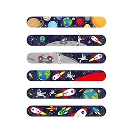 HENBRANDT 6 x Space Snap Bracelets for Kids Astronaut Rocket Party Bag Fillers Lucky Dip Slap Bracelet Snap Band Girls and Boys Wristbands