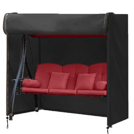 FLYMEI Outdoor Swing Cover 3 Triple Seater Hammock Cover for Porch Swing Canopy Glider Chair and Other Patio Furniture, Waterproof Windproof All Weather Protection, 87'' (L) x 60''(W) x 72''(H)