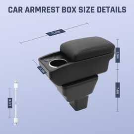 YJYWZH Car Armrest Storage Box for Nissan Almera Versa 2020-2024,Double Layer Car Center Console Organizer Armrest Box with 6 USB Ports and Cup Holder,Car Interior Accessories(Black Thread)