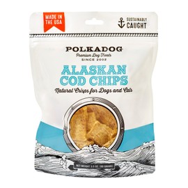 Polkadog Crunchy Alaskan Cod Chip Dog Treats – 100% Wild-Caught Fish Treat for Dogs, Cats – All-Natural, Grain-Free, Gluten-Free Pet Chips – Single Ingredient Snacks – 3.5 oz.