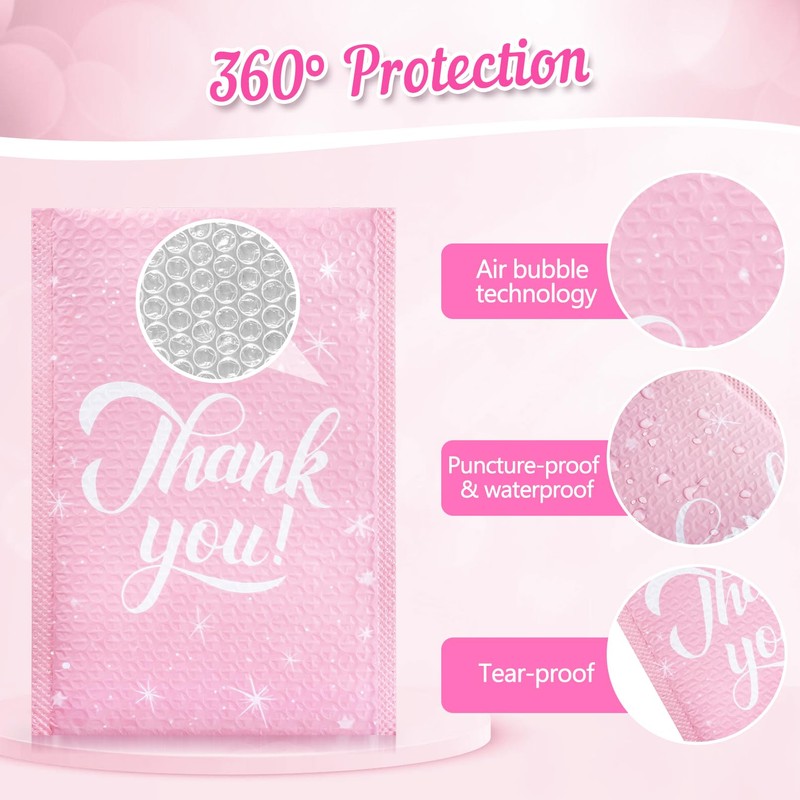 Enjamyo 50 Pack Bubble Mailers, 6x10" Thank You Bubble Mailers,