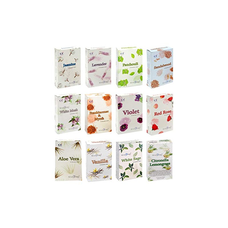Stamford 37367 Floral Variety Set Incense Cones-12 Packs x 15