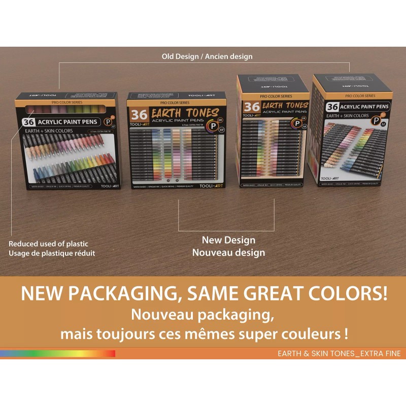 TOOLI-ART 36 Acrylic Paint Pens Skin and Earth Tones (3mm