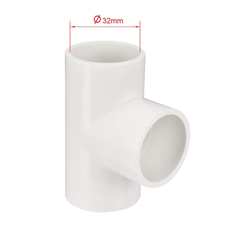 sourcing map 32mm Slip Tee PVC Pipe Fitting T-Shaped Coupling